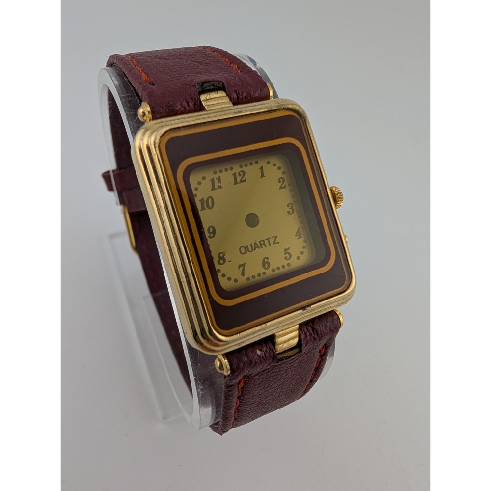 Vintage Marcel Watch Corp. No 963 Digital Watch Maroon Leather Band- New Battery